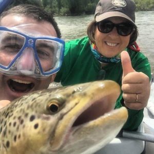 South Fork Brown trout and snorkel mask