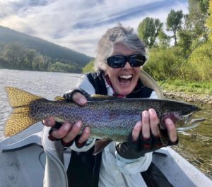 south fork rainbow trout and happy angler
