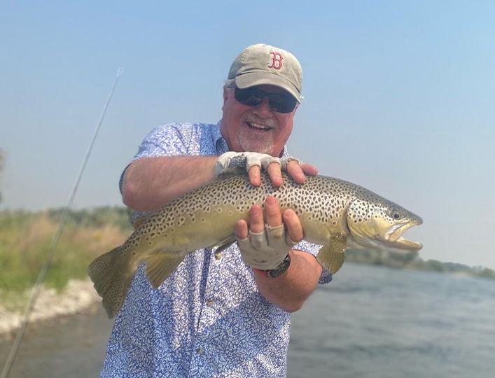 Will Stewart with Brown Trout on the South Fork of the Snake River