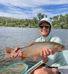 Jenny Jensen with a nice Cutthroat Trout on the South Fork of the Snake River