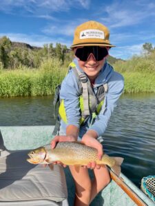 Penelope Jensen with a nice Cutthroat Trout on the South Fork of the Snake River