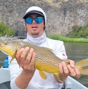 A Lodge at Palisades Creek guest with a nice Brown Trout